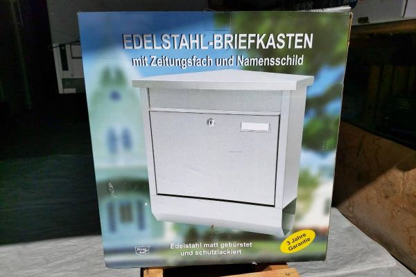 Edelstahlbriefkasten  ( neu ) mit Zeitungsfach NP  EUR 30.-- !!