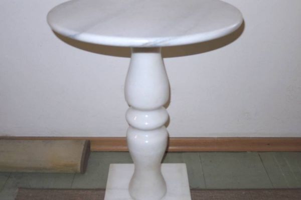 Tisch Marmor Massiv Rund Weiß (67 x 50 cm)