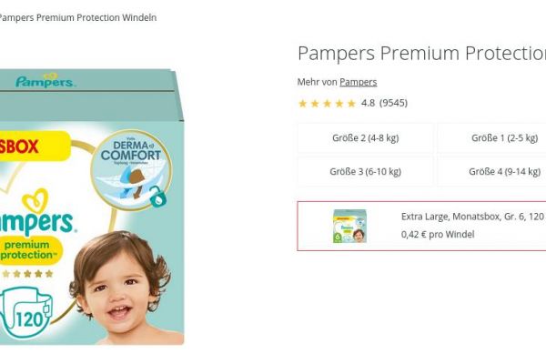 Windel Pampers Premium Protection Gr. 6. 120 Stück