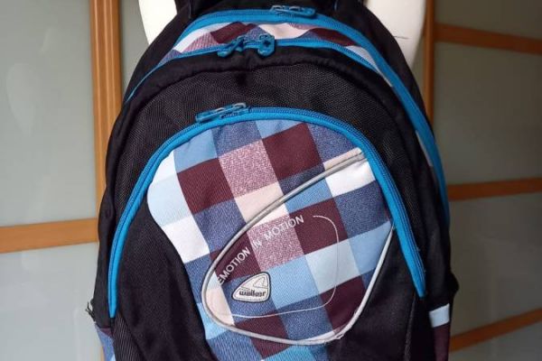 Schulrucksack WALKER "Emotion in Motion" blau karriert TOP ZUSTAND