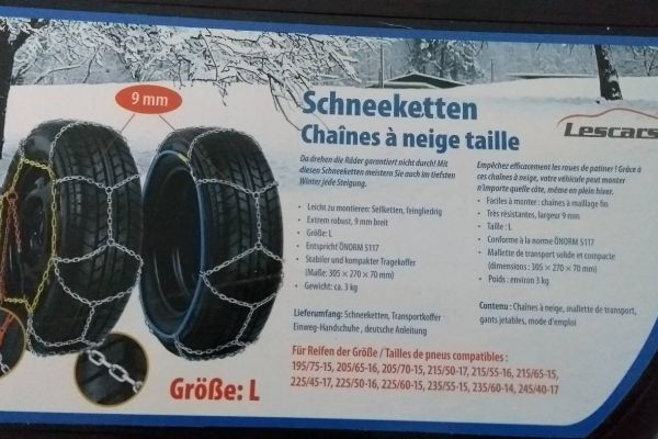 Schneeketten Größe L für Reifen 215/55 R16 u.v.m, unbenutzt