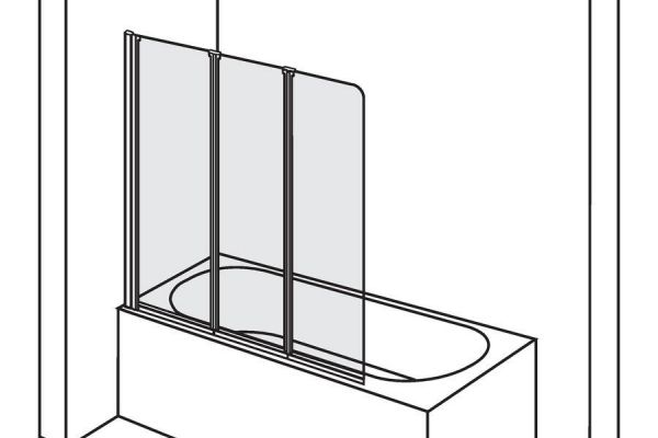 Duscholux Glasduschwand, 3-teilig, für Badewanne