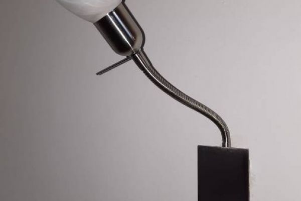Flexible Lampen aus Edelstahl mit Glasschirm