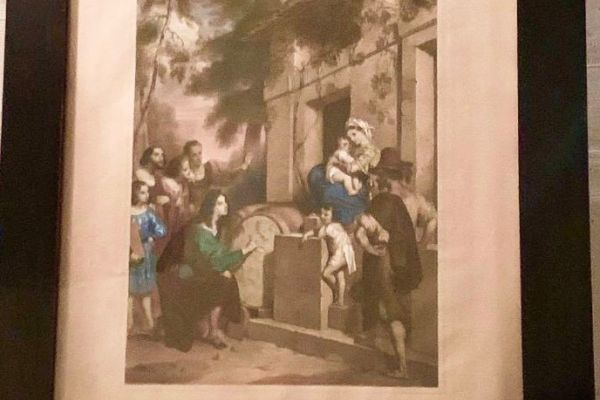 Antiker Bildrahmen mit altem Stich