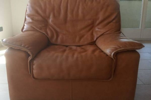 Sofa/Diwan und 2 Sessel in Echtleder
