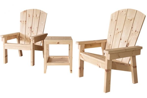 2 Stühle mit Tisch aus Zirmholz