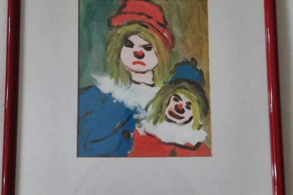 Ölbild mit 2 Clowns