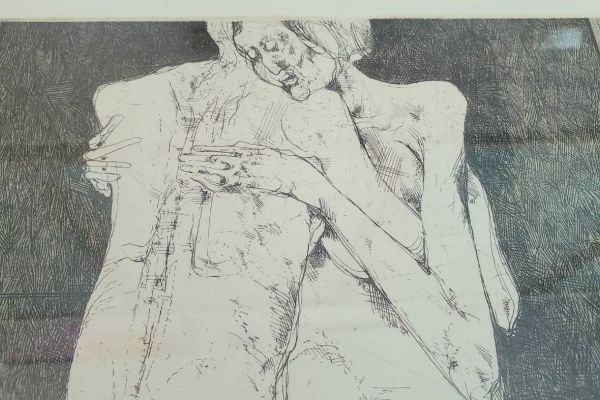 KARL PLATTNER ORIGINAL AQUATINTA " VERTRAULICHKEITEN " 1970