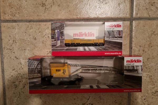 Märklin Kranwagen 4671 samt Niederbordwagen 4471