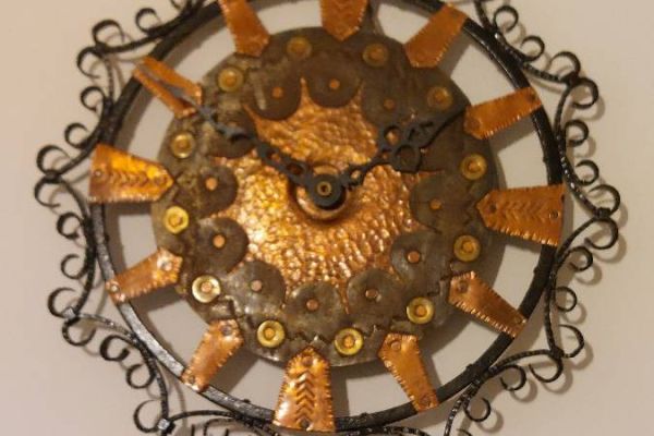 Orologio ferro battuto rame ottone