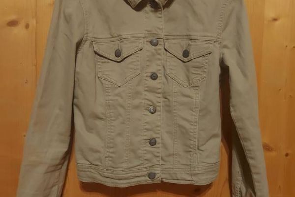 Secondhand: Jeansjacke (blasses Grau/Braun)