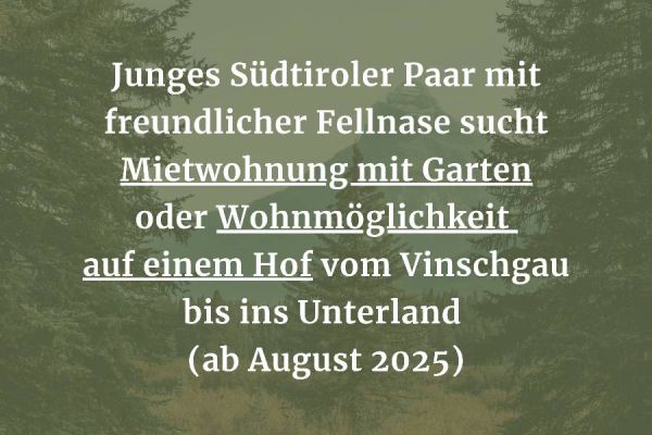 Junges Paar sucht naturnahes Wohnen zur Miete | Vinschgau