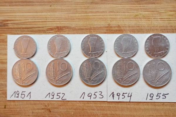 10 Stück Lire Münzen