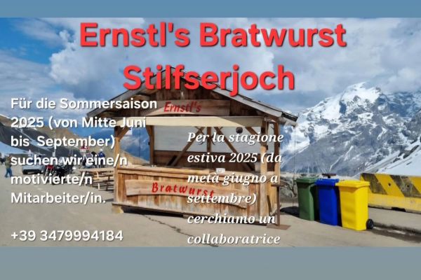 Ernstl's Bratwurst Stilfserjoch - Mitarbeiter/in gesucht