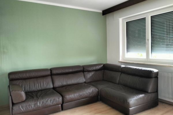 Braune Ledercouch im Vitage-Stil