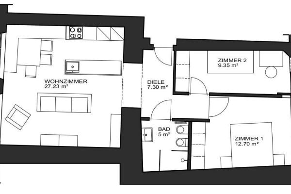 Vermiete 3-Zimmerwohnung, mit eingerichteter Küche BZ Stadtzentrum