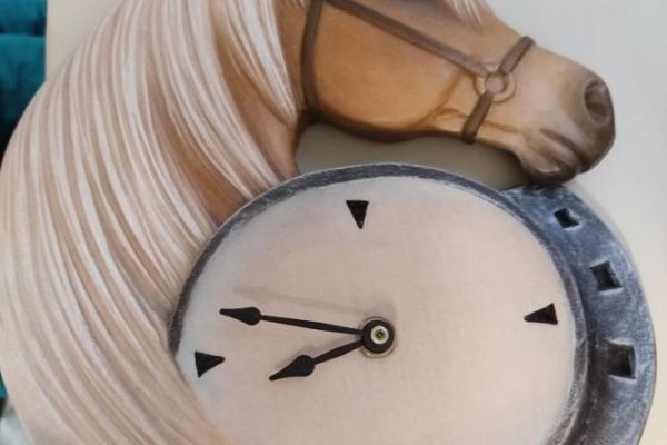 Wanduhr, Pferd, Haflinger