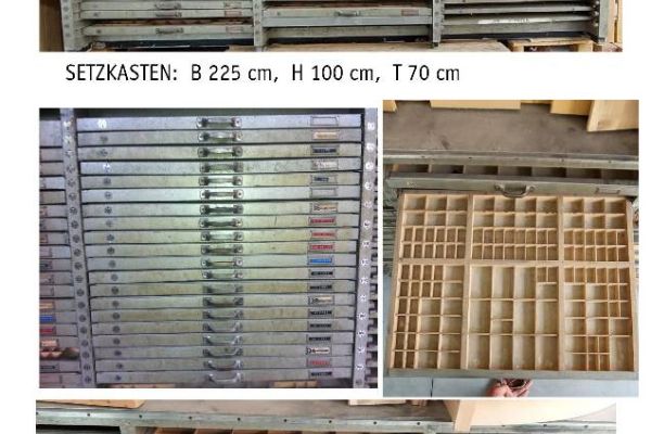 Antiker Setzkastenschrank mit 35 Setzkästen