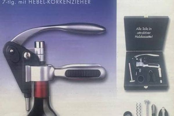 Wein-Set mit Hebel-Korkenzieher (7-teilig)