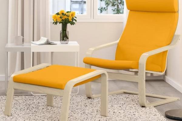 Sessel Ikea POÄNG gelb mit Hocker