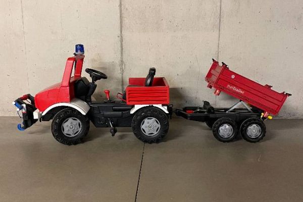 Rolly Toys Unimog Tretauto inkl. Tankanhänger/Trailer/Seilwinde  TOP