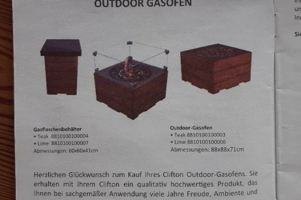 Gasofen mit Feuer (Außenbereich)