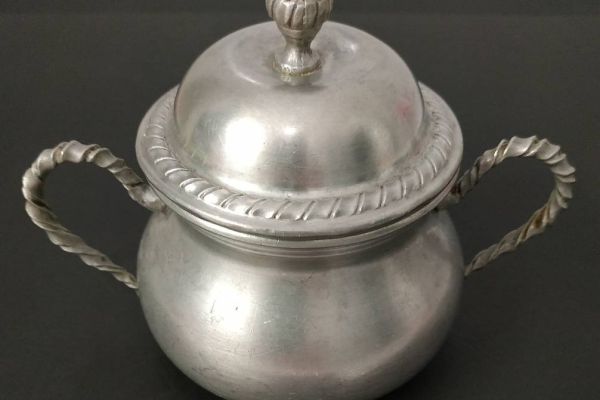 Zuckerdose Zinn 50er Jahre