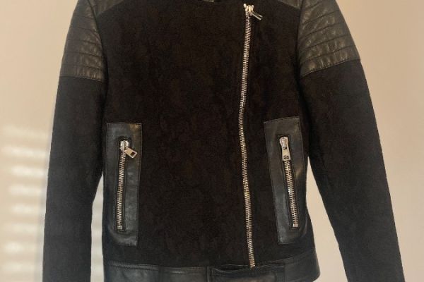 Toy G Bikerjacke im Materialmix –  Spitze & Leder – Gr. M