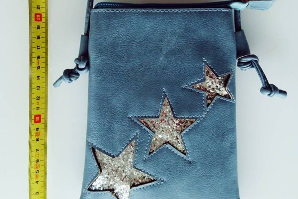Leder Tasche Handy mit glitzer Sterne - Mädchen