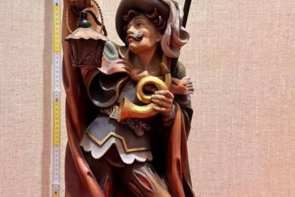 Schnitzfigur Nachtwächter, bemalt 60 cm