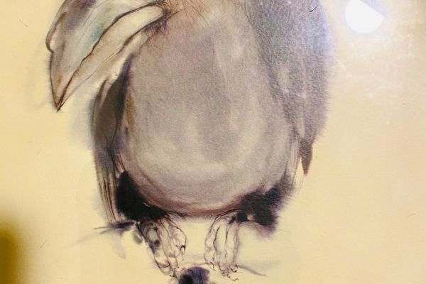 Aquarellbild mit Holzrahmen