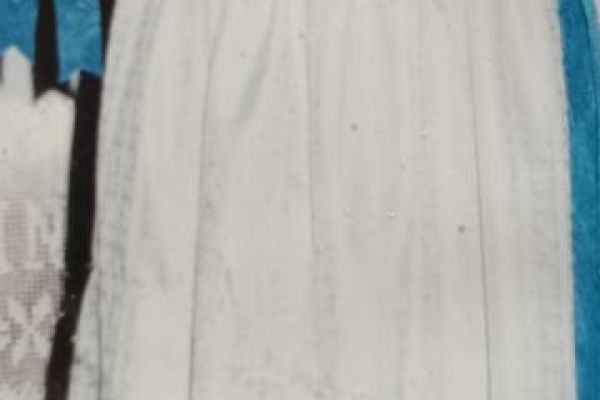 Meraner Bürgertracht mit blauen Bändern,2 Schürzen,Bluse u.Jacke