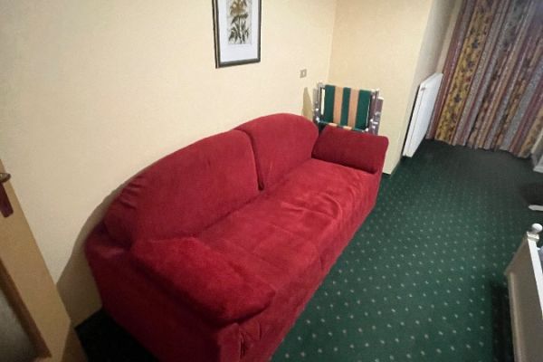 Sofa, rot, ausziehbar