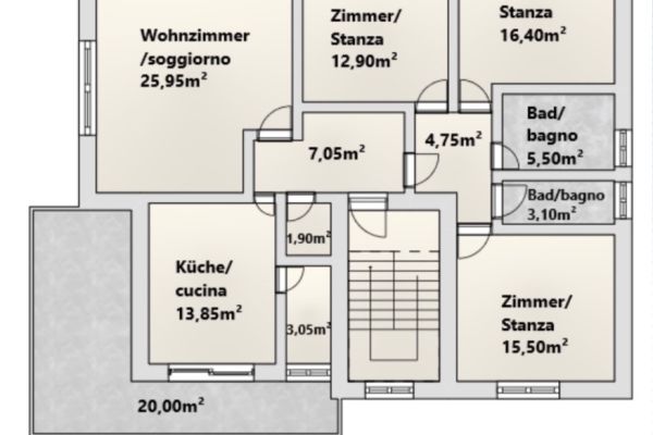 Große Wohnung im Grünen in Leifers zu vermieten – ca. 145 m²