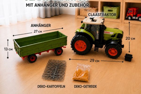 CLAAS Traktor mit Anhänger und Zubehör