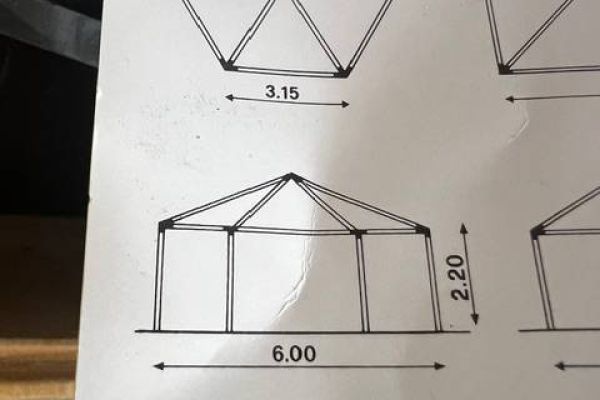 Gazebo 8-eckig 6 Meter