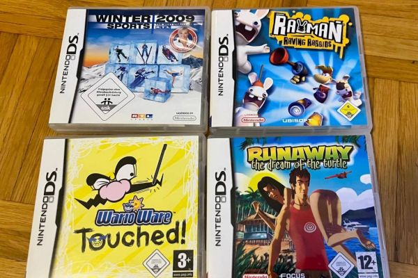4 Nintendo DS Spiele – WarioWare, Rayman, Runaway, Winter Sports