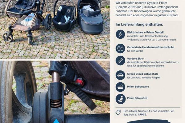 Cybex e-Priam Kinderwagen 2019/2020 – komplett mit Zubehör