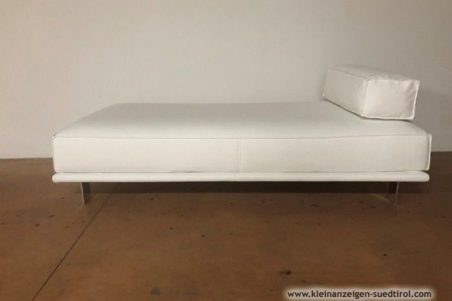 Couch, Divan aus weißem, echten Leder - Bild 1
