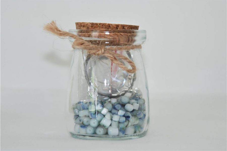 Perlen im Glas  in blau - Bild 1