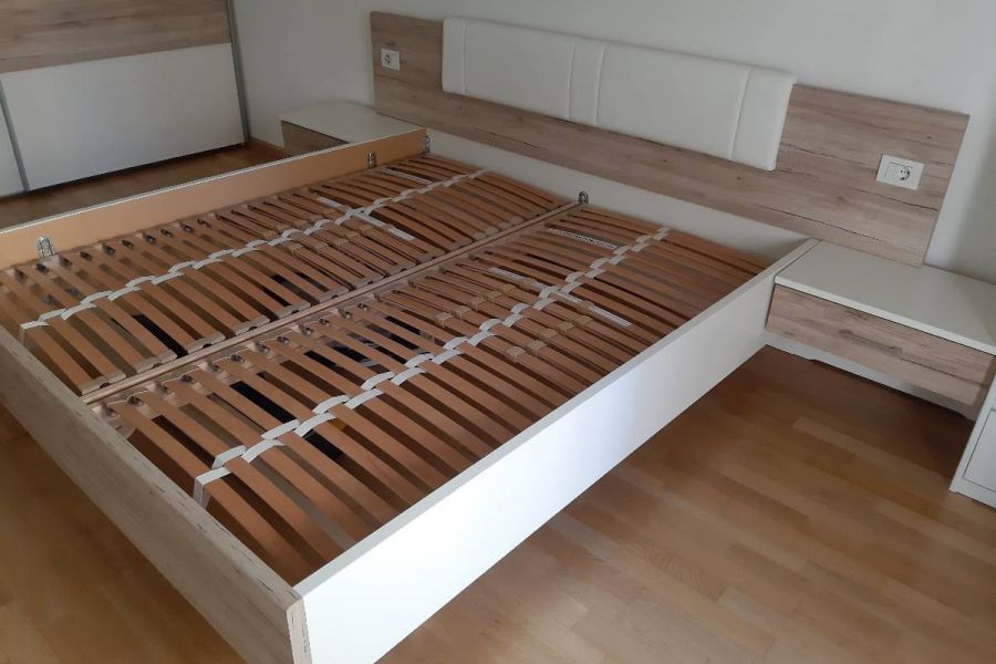 Großes Bett weiß/Santana Eiche - Bild 2