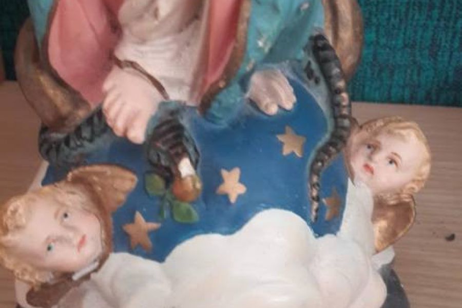 ANTIKE HEILIGENFIGUREN - HL MARIA MIT 2 ENGELN - Bild 2