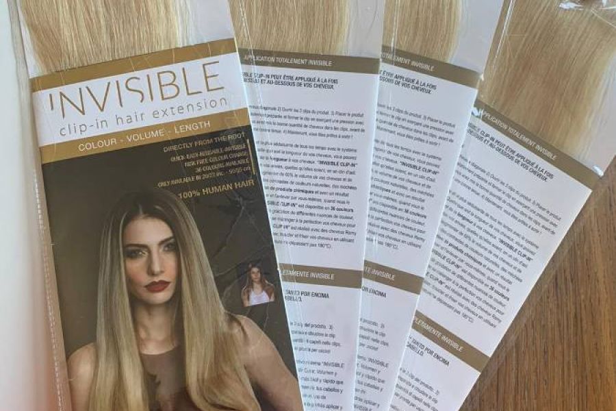 100% Echthaarextensions Clip-in - 55cm - Platinum Blond - Bild 1