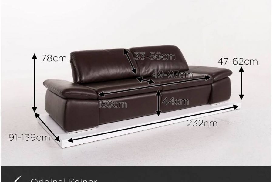 Koinor Leder Sofa Braun Dunkelbraun Zweisitzer Elektrische Funktion - Bild 3