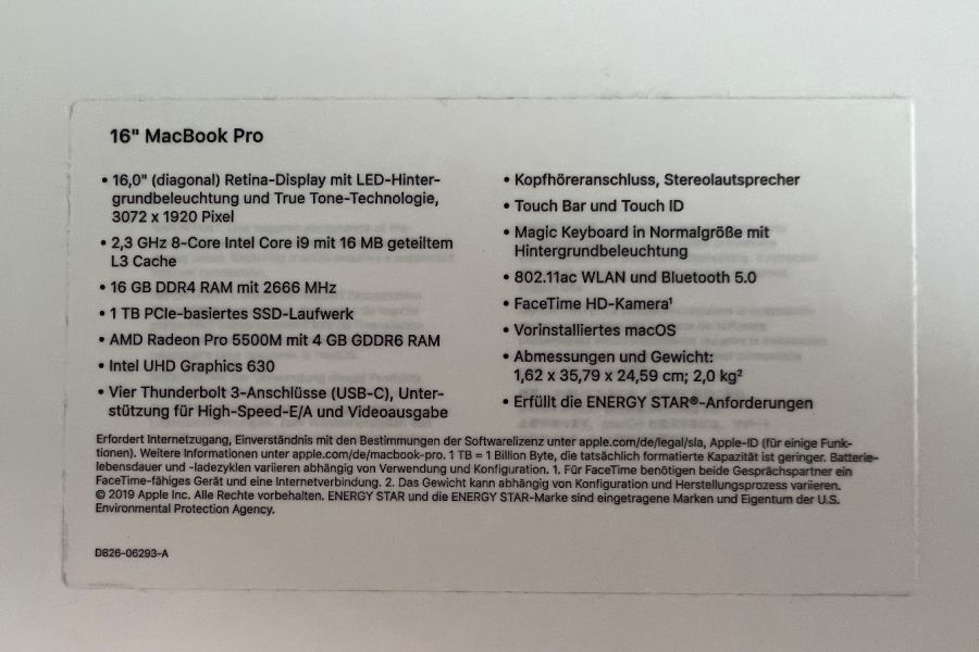 Setup Macbook Pro 2019 16” i9 16GB. 1TB - Bild 3
