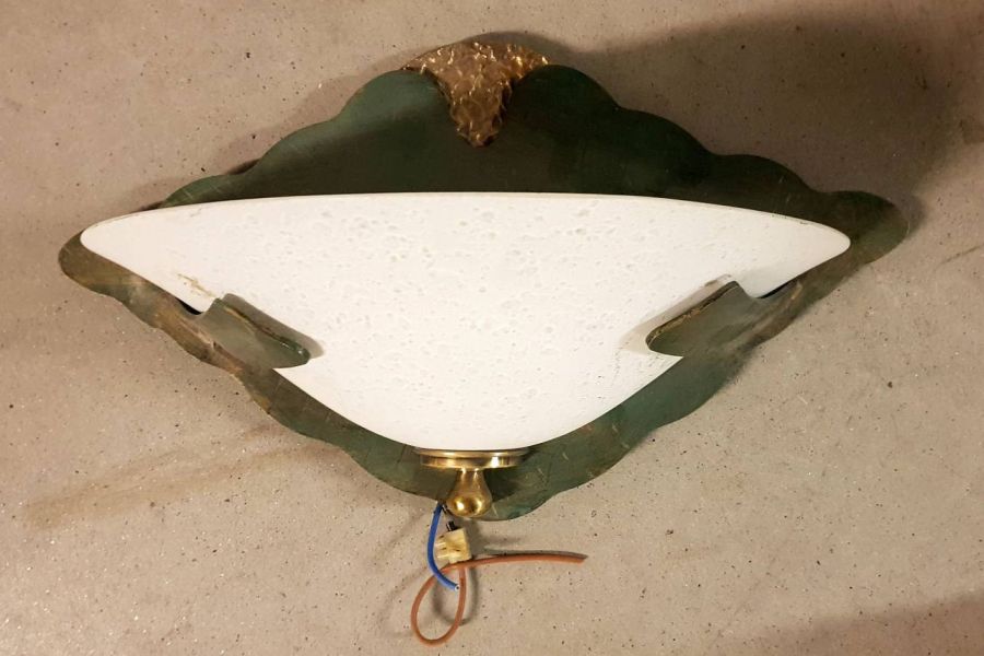 Wandlampe Applique grün satiniert gold und weiß - Bild 1
