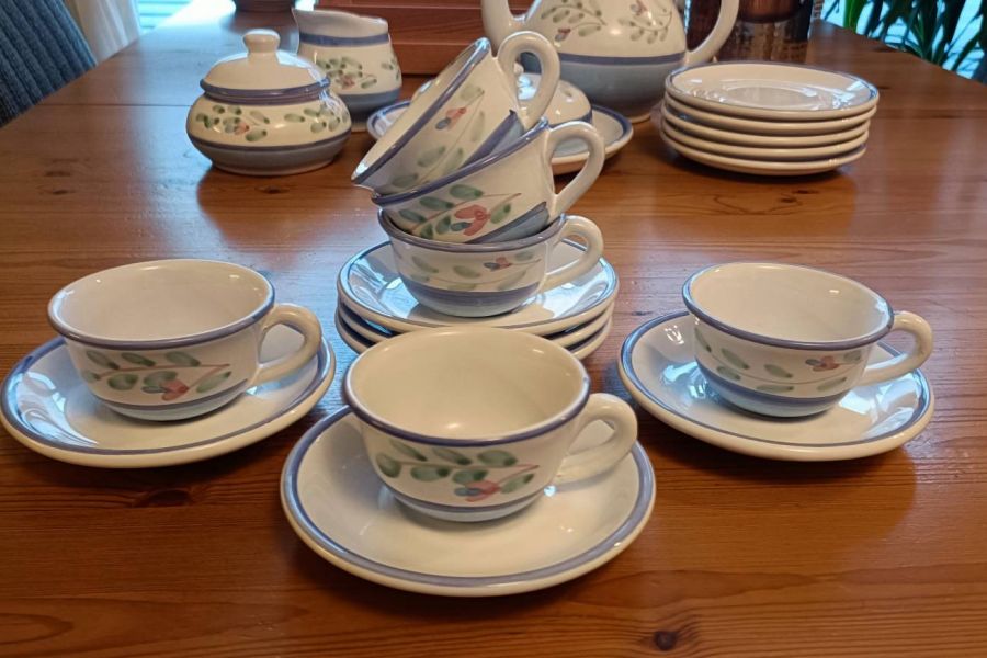 25tlg. italienisches Caleca Keramikservice Garland blau - Bild 5