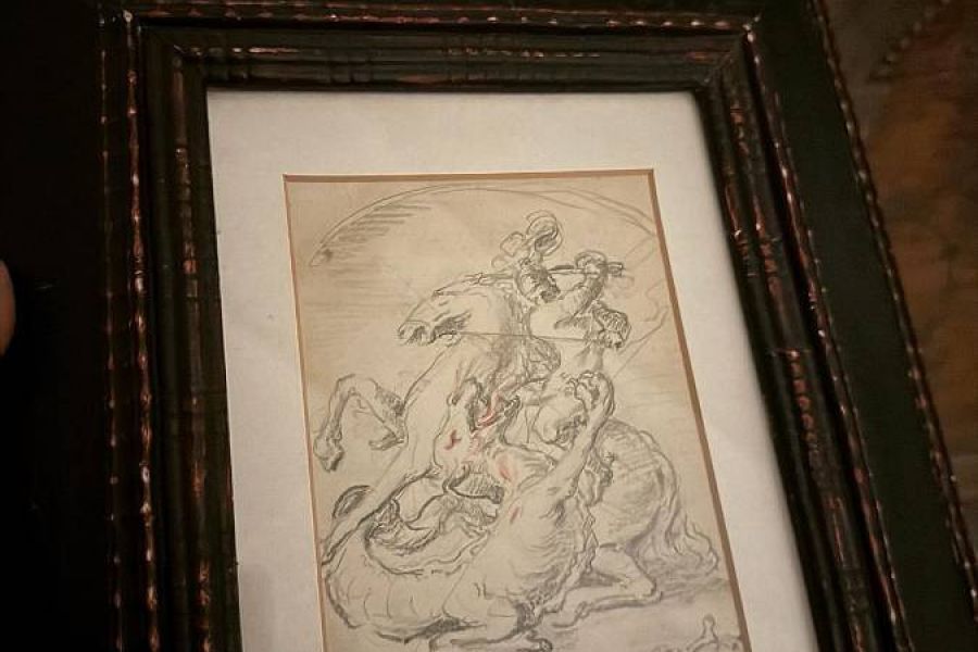 St. Georg, der Drachentöter, seltene Zeichnung von Thomas Riss. - Bild 2