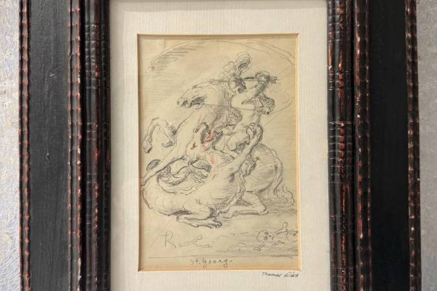 St. Georg, der Drachentöter, seltene Zeichnung von Thomas Riss. - Bild 4