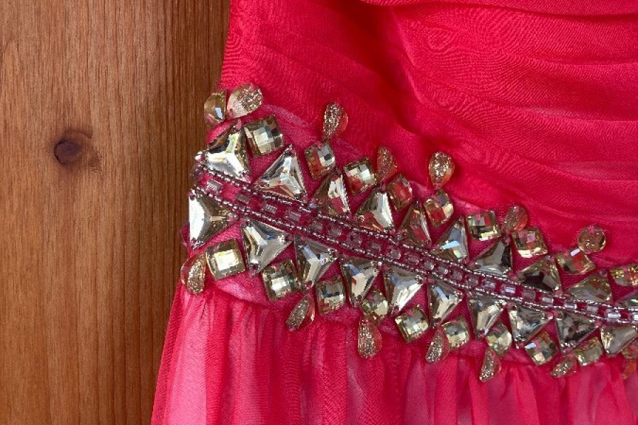 Korallrotes Ballkleid ohne Ärmel - Bild 2